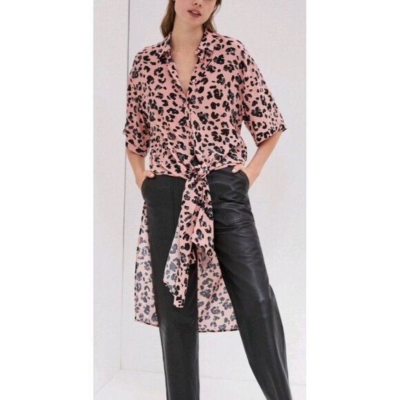 New Anthropologie Maeve Rita Tunic Womens 2x Blouse Dress Leopard Pink - Picture 1 of 9